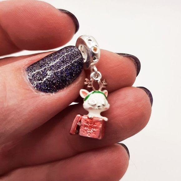 Christmas Kitty Dangle Charm Sterling Silver New - Picture 4 of 4